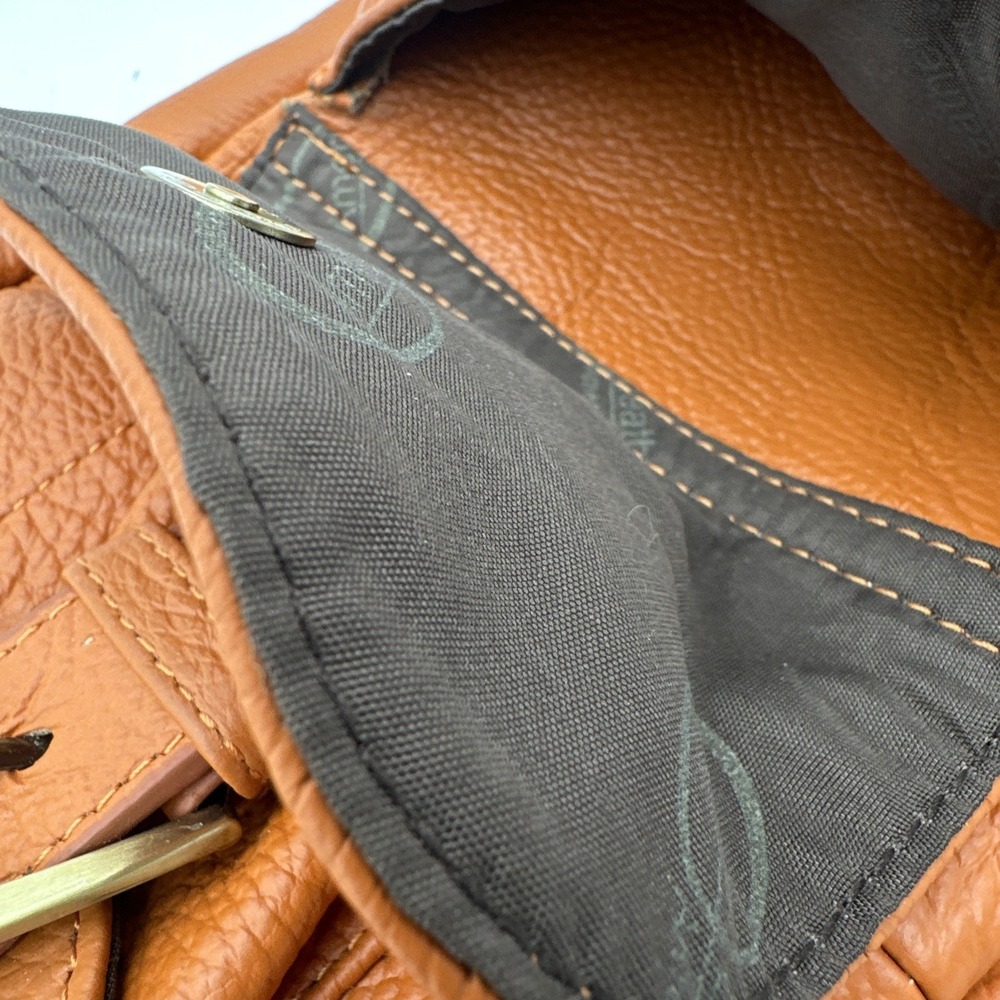 Ameri Leather Orange Textured Grain Leather Sling Backpack Crossbody Chest Bag - Picture 6 of 8